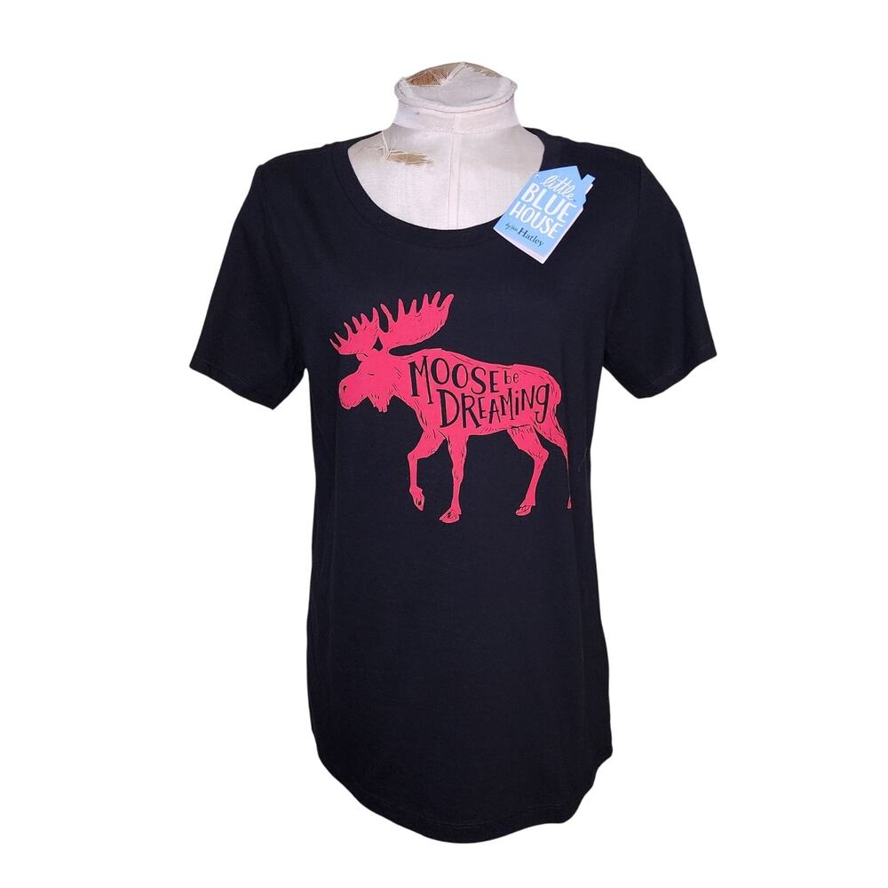 Little Blue House‎ Women's Moose On  Pajama T-Shirt Size S NWT